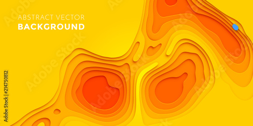 Abstract papercut and yellow orange color multi layer pattern on vector gradient background photo