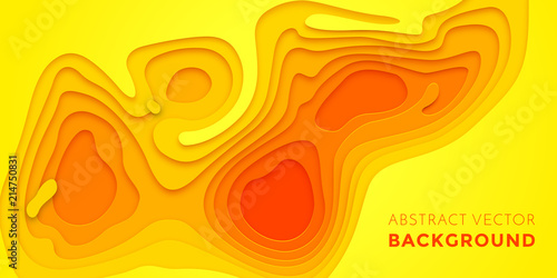 Abstract papercut and color multi layer gradient on vector yellow orange pattern background