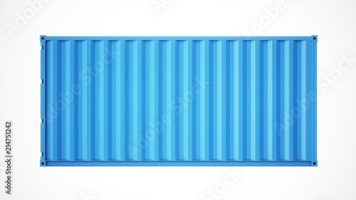3D rendering Isolated blue cargo container on the white background