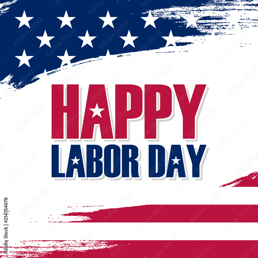 USA Labor Day greeting card with brush stroke background in United
