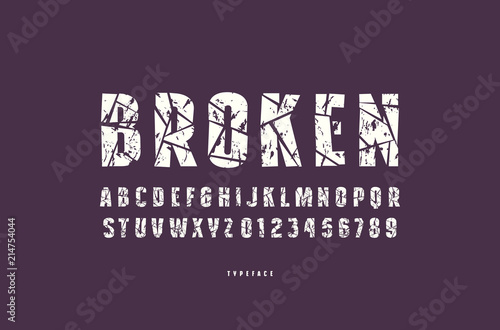 Decorative sans serif font with broken face