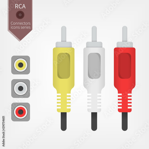 Realistic multimedia RCA connectors vector illustration.