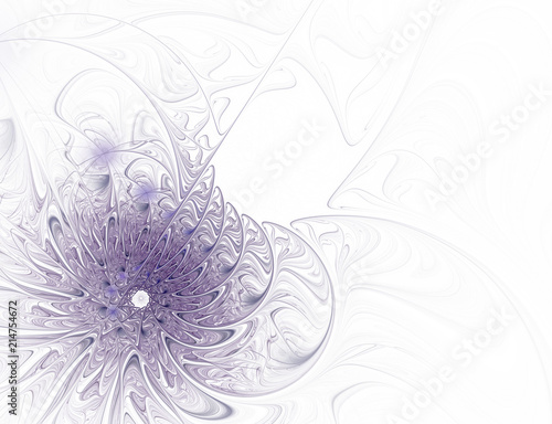 Abstract fractal purple flower on white background