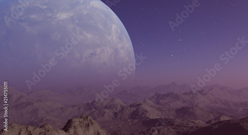 Fototapeta Naklejka Na Ścianę i Meble -  3d rendered Space Art: Alien Planet - A Fantasy Landscape