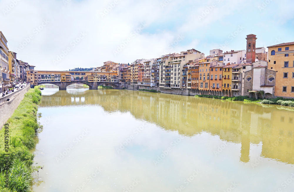 landscape of the Arno river in Florence or Firenze city Italy