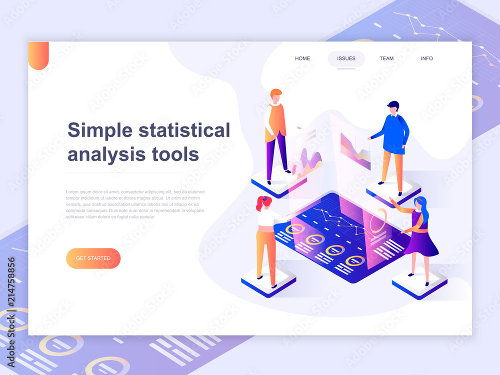 Landing page template of charts and analyzing statistics data visualization concept. 3D isometric concept of web page design for website and mobile website. Vector illustration. Landing page template of charts and analyzing statistics data visualization concept. 3D isometric concept of web page design for website and mobile website. Vector illustration.