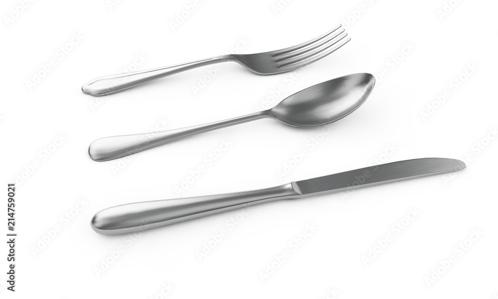 3d rendering of fork on white background 3d rendering of fork on white background