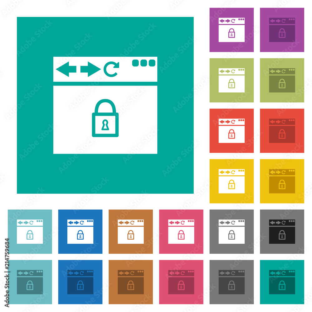Browser secure square flat multi colored icons