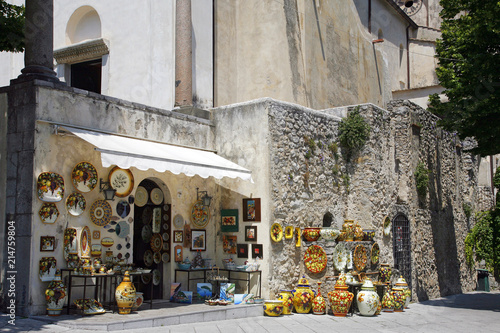 RAVELLO, ITALY - JUNE 03, 2012: a ceramics shop in Ravello,  Amalfi Coast, Salerno - Italy,