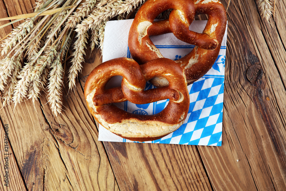 German pretzels with salt close-up on the table German pretzels with salt close-up on the table