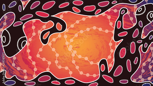 Aboriginal art vector background with lizard.