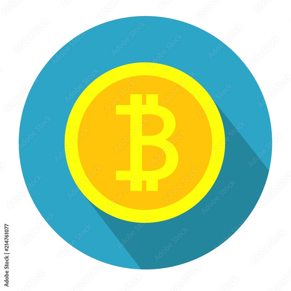 Flat icon bitcoin in blue circle with long shadow. Vector illustration. Crypto icon. Flat icon bitcoin in blue circle with long shadow. Vector illustration. Crypto icon.