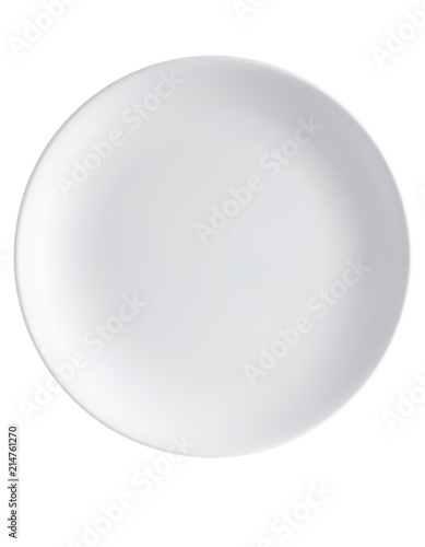 Empty plate isolated on a white. Top view. Vector 3d illustration