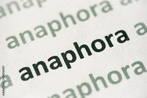 word anaphora printed on paper macro
