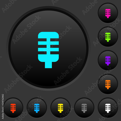 Microphone dark push buttons with color icons