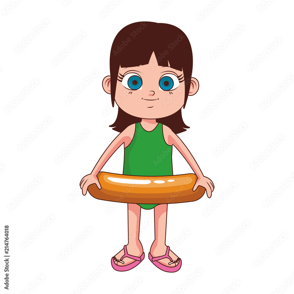 Beautiful girl with float cartoon vector illustration graphic design Beautiful girl with float cartoon vector illustration graphic design
