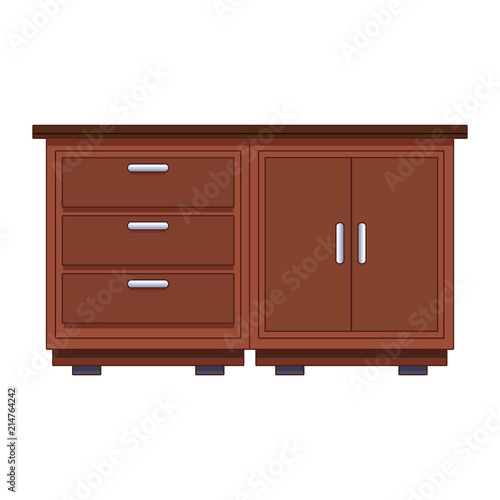 kitchen wooden cabinet isolated vector illustration graphic design
