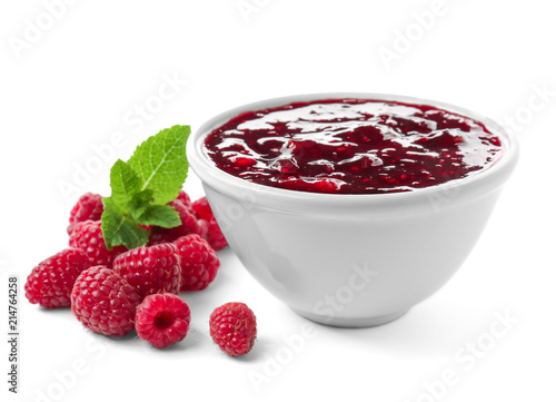 Wallpaper Mural Bowl with raspberry jam on white background Torontodigital.ca
