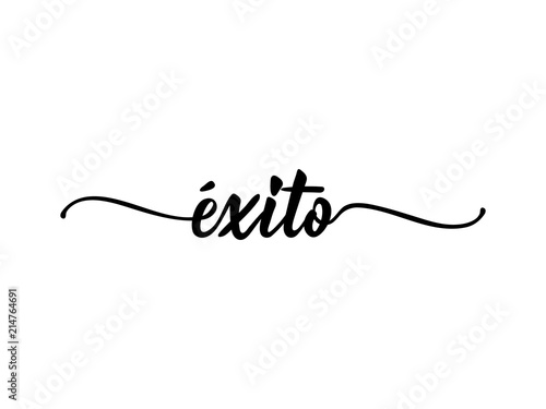 text in Spanish: Success. calligraphy vector illustration. Exito