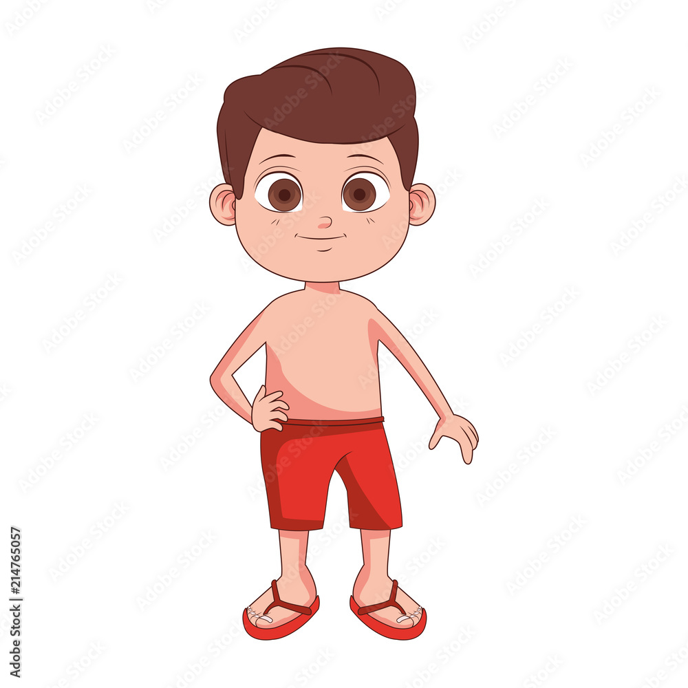 Cute boy hands up cartoon vector illustration graphic design