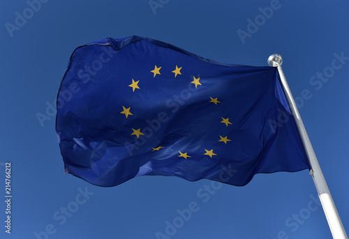 Flag of European Union on wind