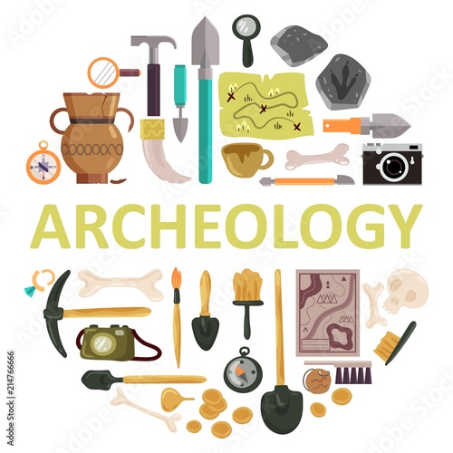 Archaeology icon set vector isolated illustration photo