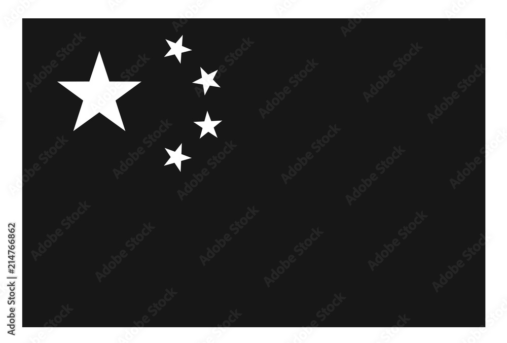 Flag of China in black and white Flag of China in black and white
