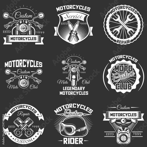 Vector set of vintage motorcycle service labels