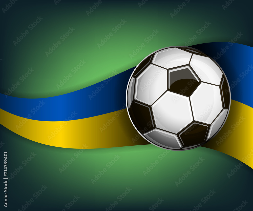 Illustration with soccer ball and flag of Ukraine