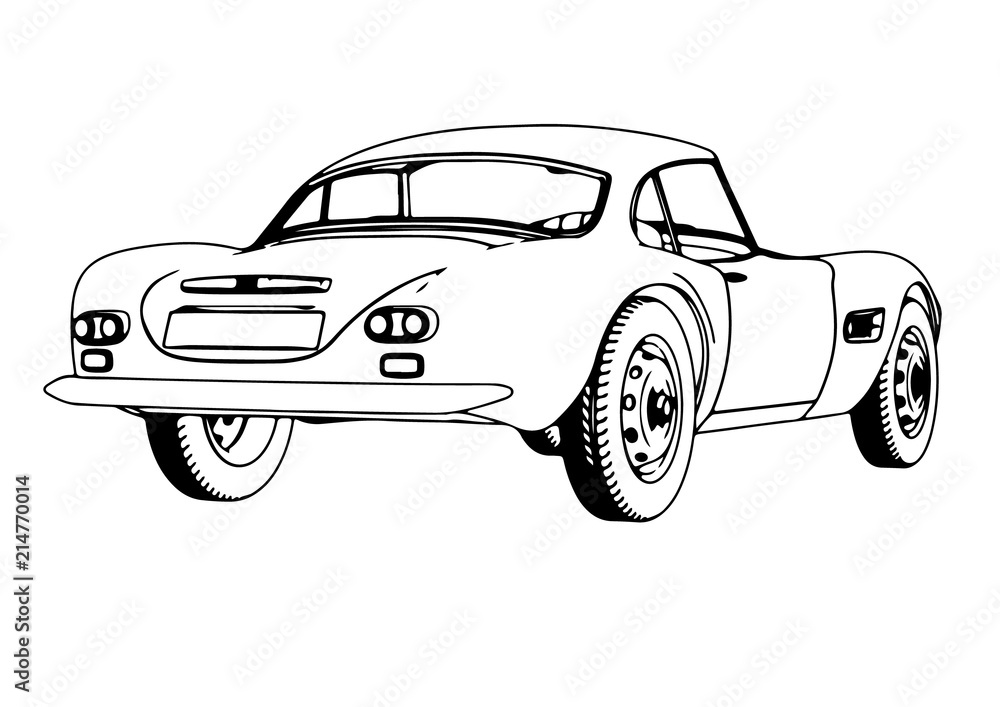 Obraz premium outline retro sport car vector