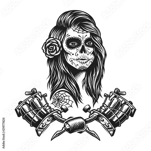 Vintage monochrome tattoo template