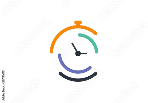 clock, time, hour, circle, logo, abstract around horloge vente illustration concept logo symbol icon vector design