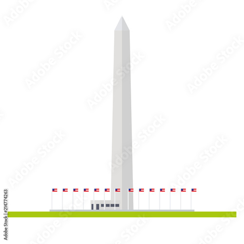 Washington monument flat design isolated vector icon