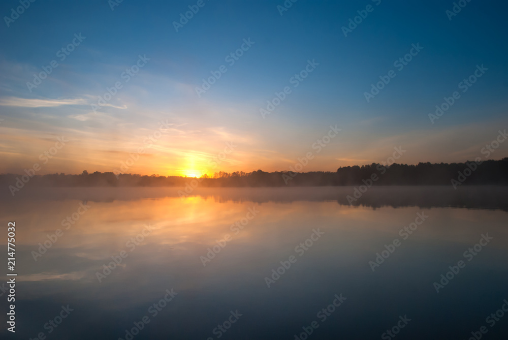 Sunrise on the Kaitra lake