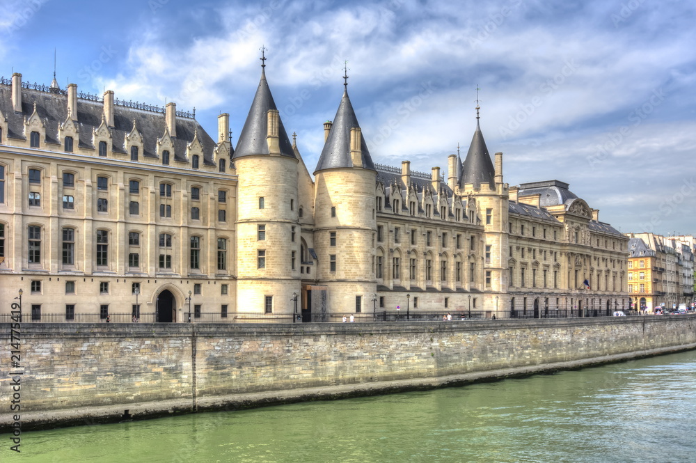 Conciergerie palace along Seine river, Paris, France