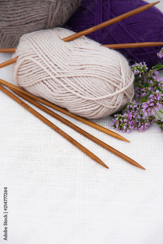 Knitting wool yarn and knitting needles Knitting wool yarn and knitting needles
