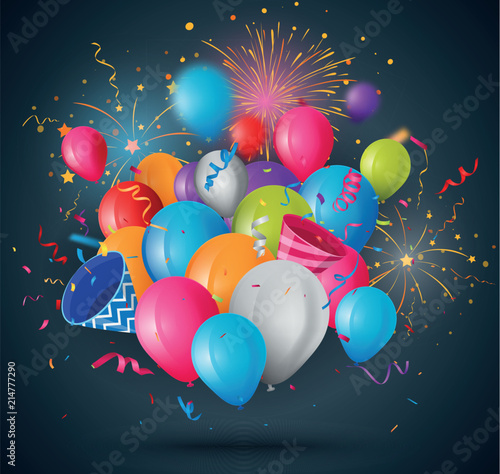 Celebrations balloon with ribbon and confetti