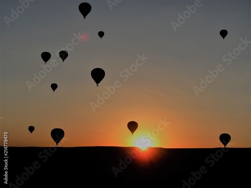 Sunset in a hot air balloon at Cappadocia