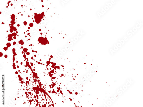 Blood drops and splatters on white background. Vector illustration