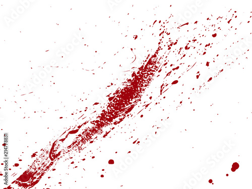 Blood drops and splatters on white background. Vector illustration