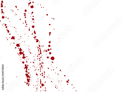 Blood drops and splatters on white background. Vector illustration