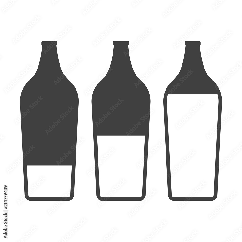 Icons filling bottles with liquid. Vector on white background. Icons filling bottles with liquid. Vector on white background.
