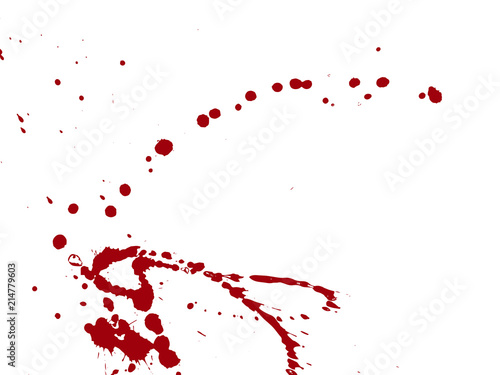 Blood drops and splatters on white background. Vector illustration