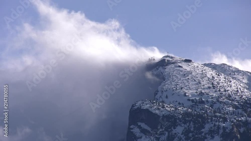 Top of Untersberg Mountain at Salzburg Austria with Snow and Clouds 4K photo