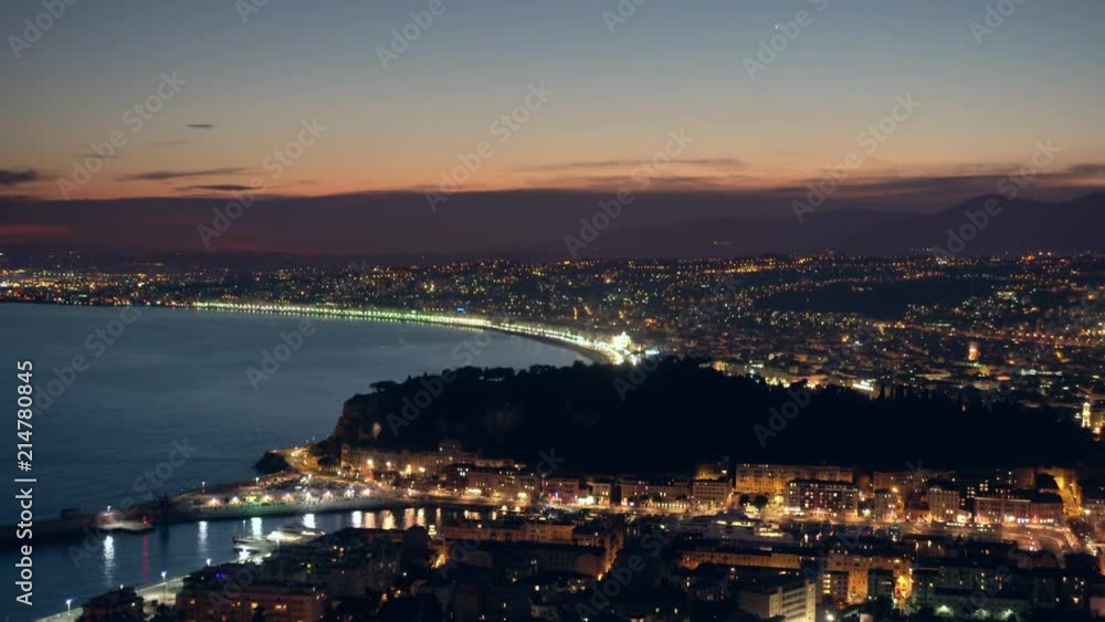nice cityscape illuminated seen from above at dusk nice cityscape illuminated seen from above at dusk