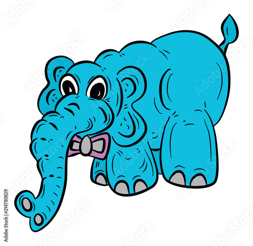 Friendly Cartoon Blue Elephant Illustration Vector