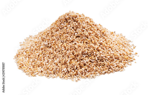 Heap of barley grits on white background