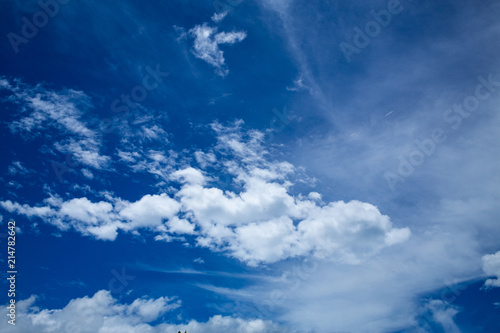 Blue sky background with White fluffy clouds, Abstract natural background © eyepark