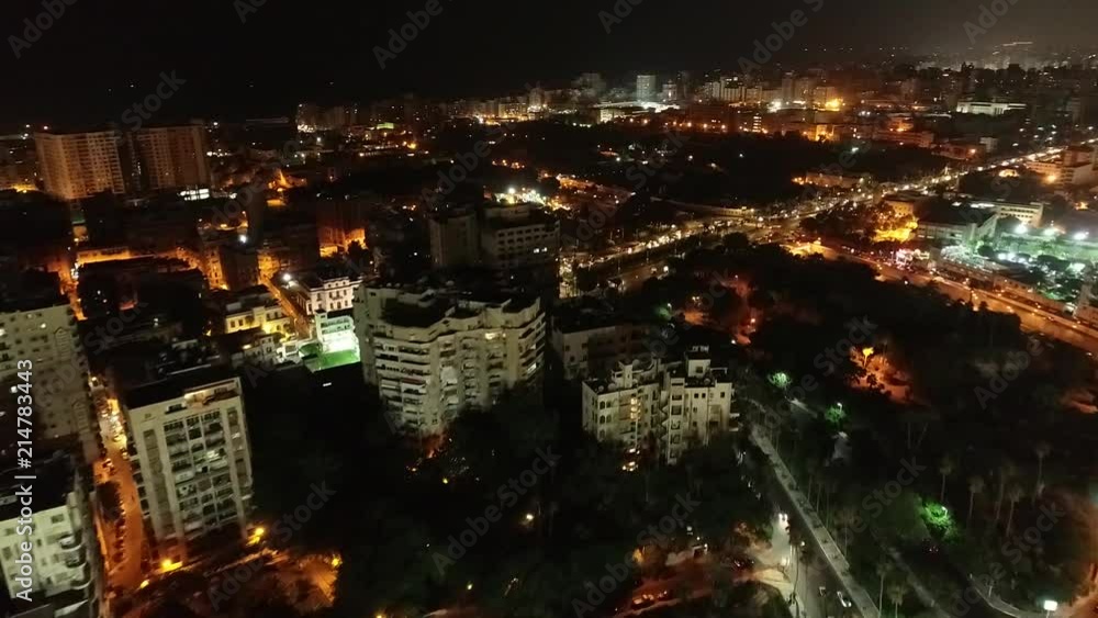 Aerial Drone night shot over alexandria city in egypt Aerial Drone night shot over alexandria city in egypt