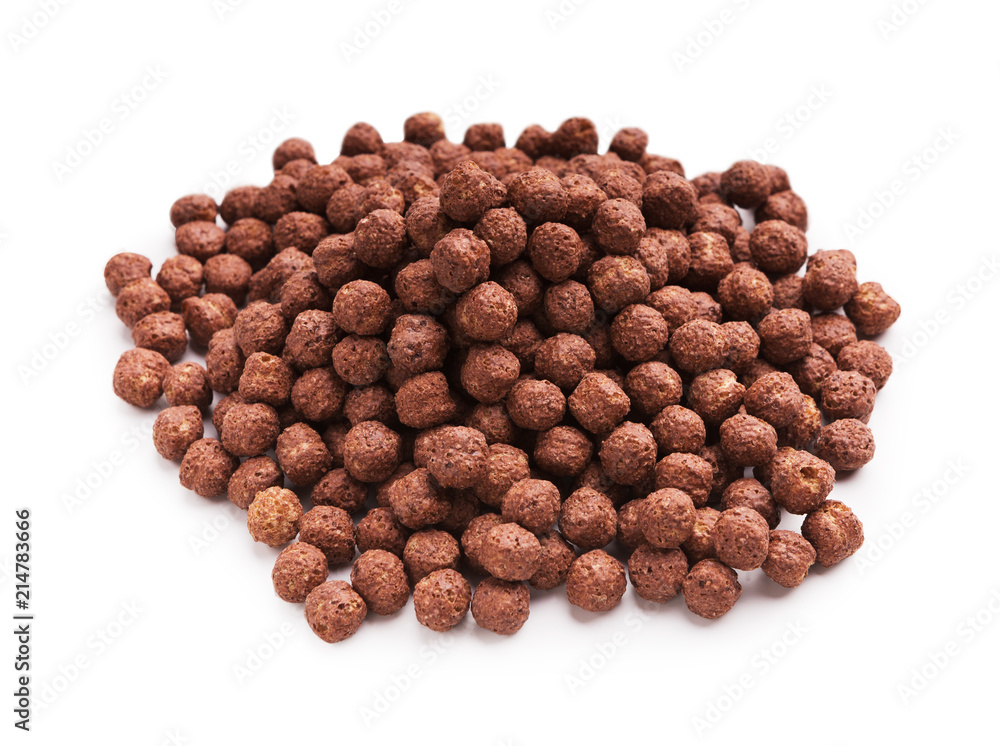 Heap of chocolate corn balls isolated on white Heap of chocolate corn balls isolated on white